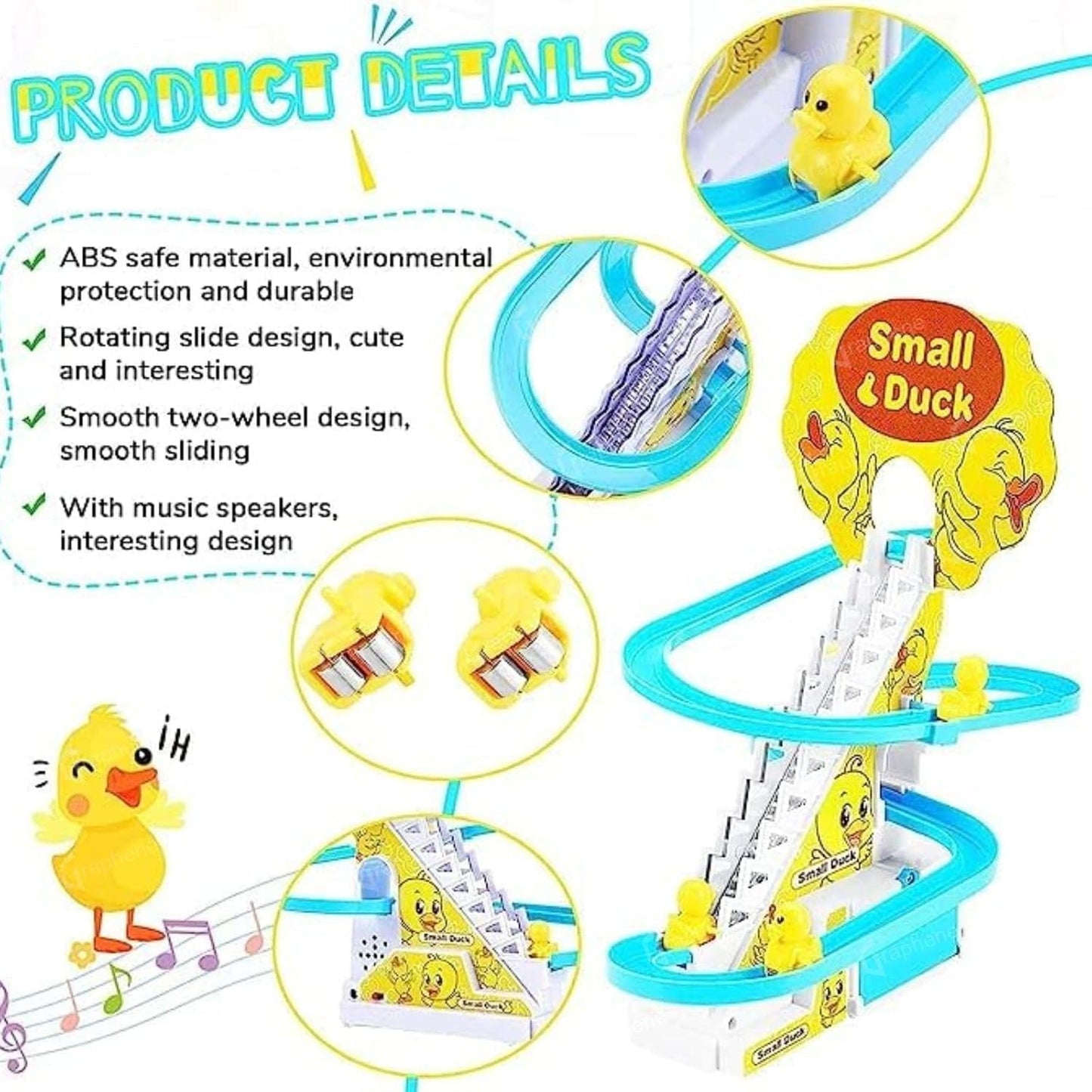Duck Slide Stair Climbing Toy Escalator with Lights and Music Track