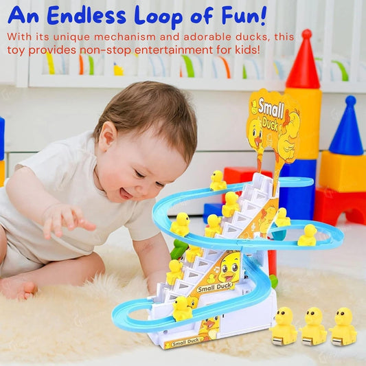 Duck Slide Stair Climbing Toy Escalator with Lights and Music Track