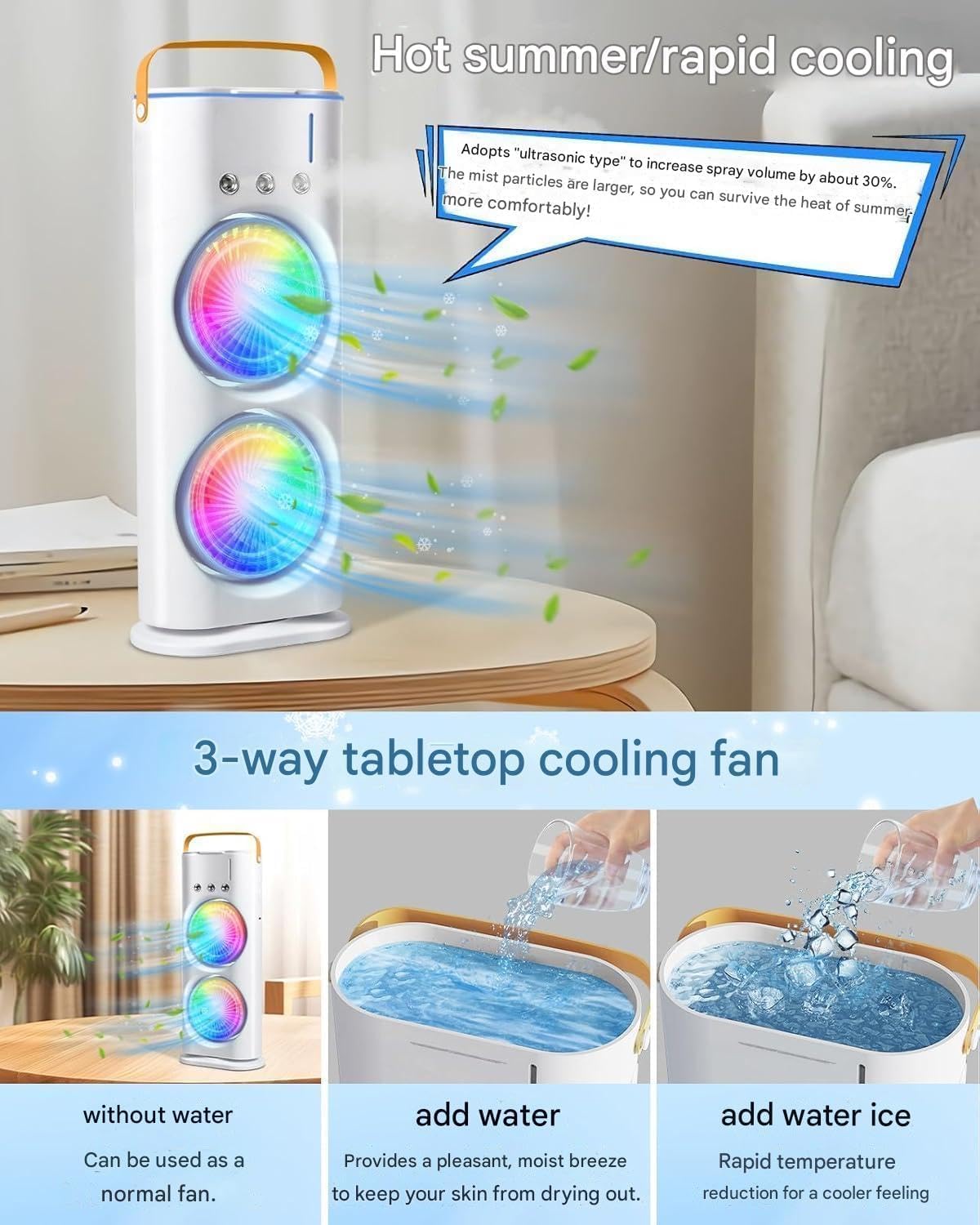 Rechargeable Double-Ended Spray Fan Cold Air