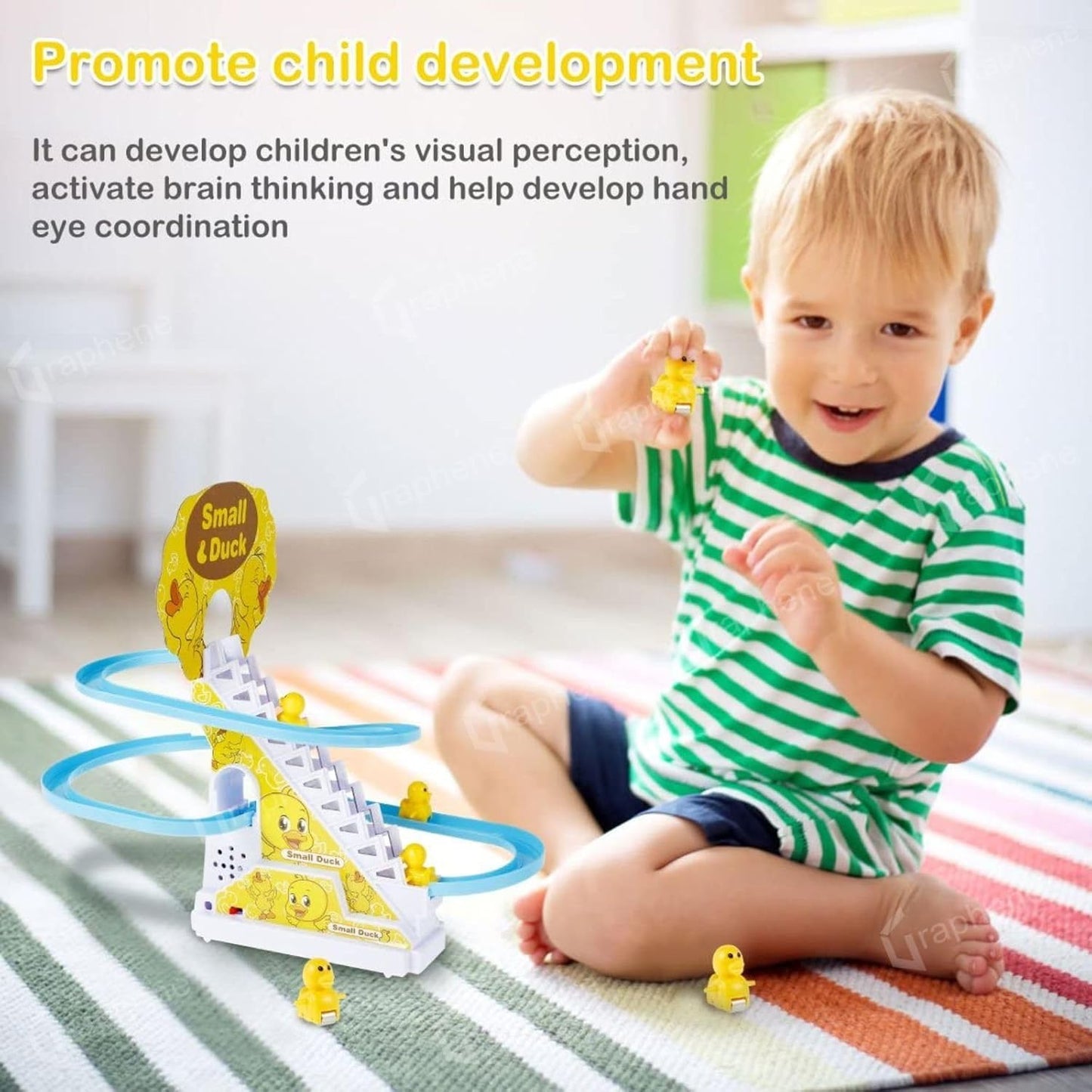 Duck Slide Stair Climbing Toy Escalator with Lights and Music Track