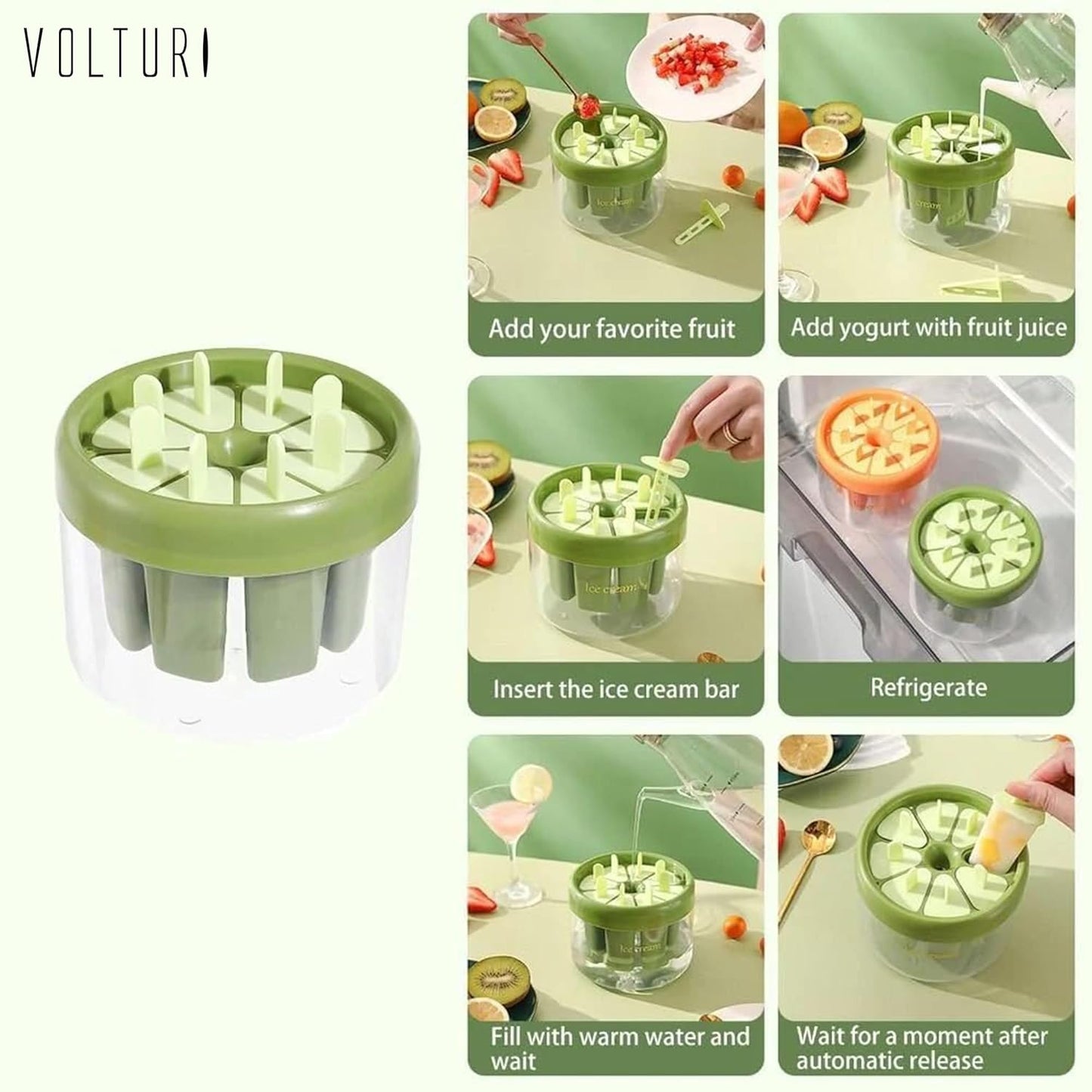 Reusable DIY 8 Pieces Ice Pop Mould