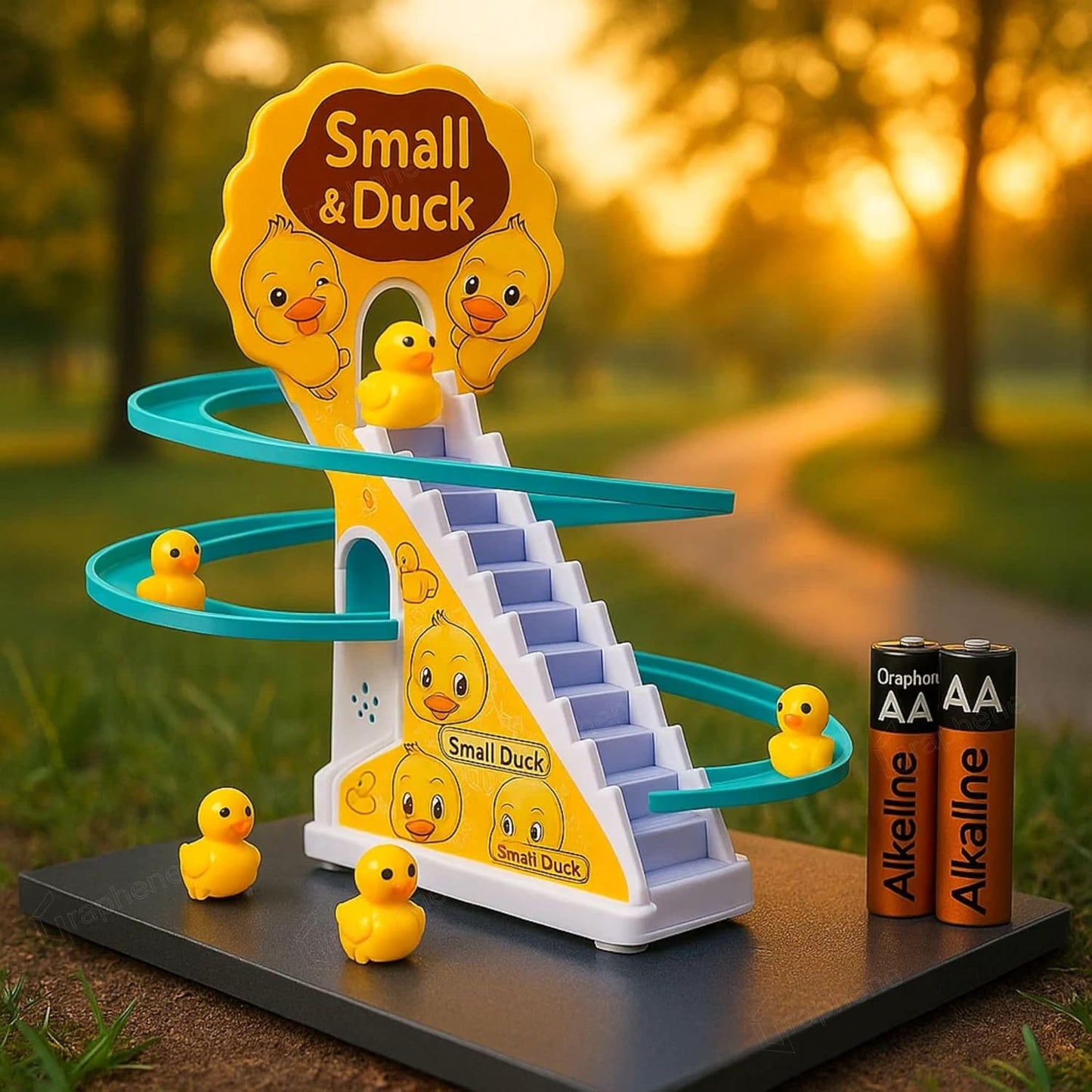 Duck Slide Stair Climbing Toy Escalator with Lights and Music Track